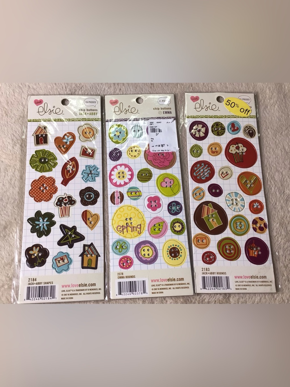 Assorted Decorative Chip Button Stickers — Multicolor Pack